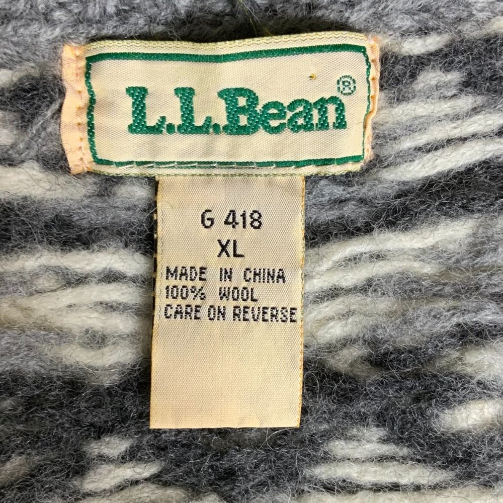 Vintage Wool LL Bean Fair Isle Sweater Zip Cardigan Grunge Holes Chunky Heavy XL - Picture 8 of 14